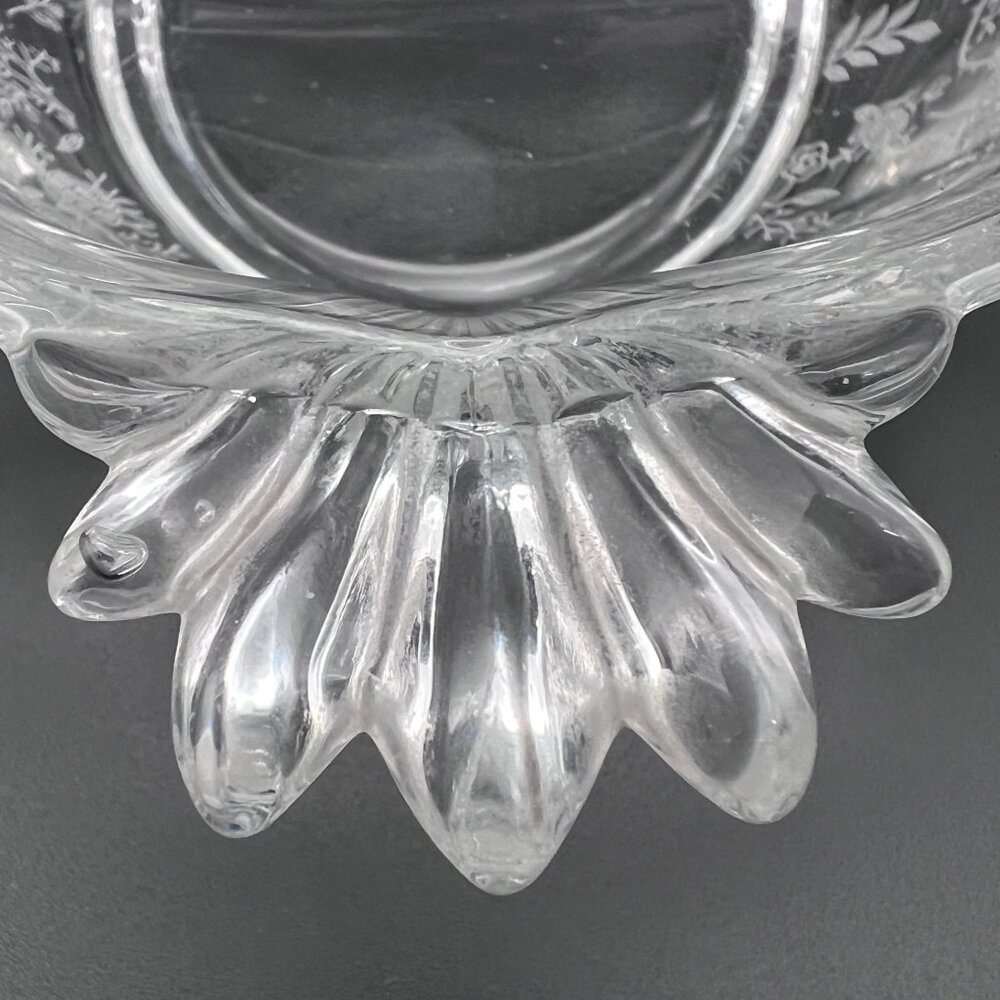 Vintage Fostoria Baroque Navarre Etched Glass Divided Serving Dish Floral Design - Picture 12 of 15